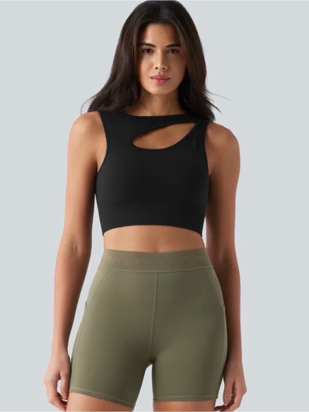 HALARA Black Cutout Crop Tank